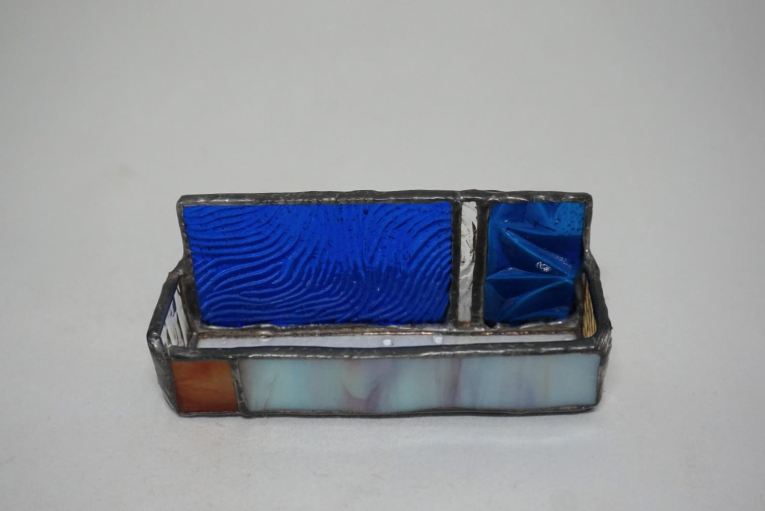 名刺ホルダー　ステンドグラス　名刺　名刺立て　青色